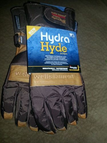 Wells lamont hydra hyde thermal insulated waterproof work gloves leather l hide for sale