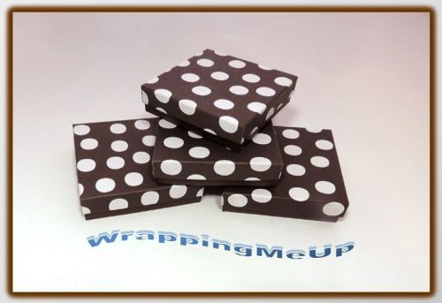 100 -3.5x3.5 Chocolate Polka Dot, Cotton-Lined Jewelry Presentation Boxes