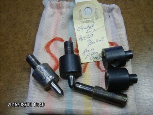 4 pc eyelet die set + punch for grommet press  9/32 ID &amp; 9/16 OD