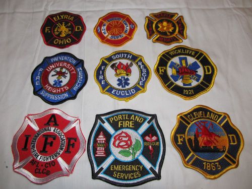 Collection of 9 Uniform Patches - Maltese Cross - Fire Dept