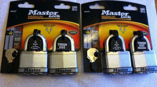 4 Locks  2 Packs MASTER LOCK Magnum TOUGH CUT Shackle ALL KEYED ALIKE M5XT