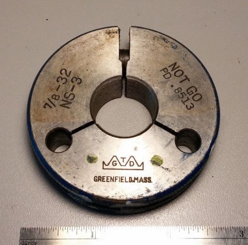 7/8 32 ns 3 no go thread ring gage machine shop inspection tooling .875 pd .8513 for sale
