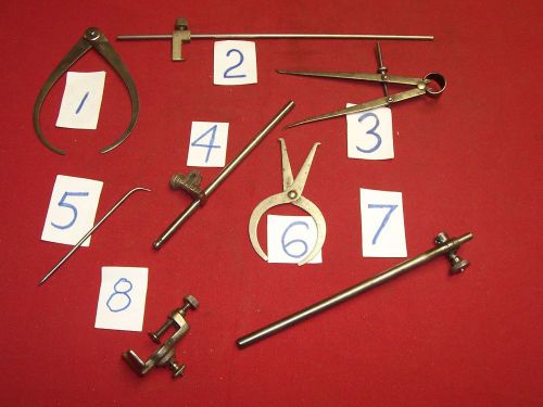 8 Machinist;s Tools: Calipers, Rods &amp; Attachments, Etc.
