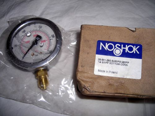 NOSHOK 25-901-250-BAR-PSI, Bottom 1/4&#034; NPT 2.5&#034; Gauge. Glycerine Filled * New *