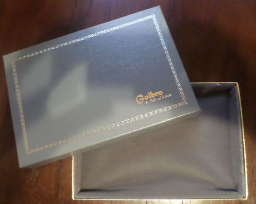 Necklace Gift Box ~ Velvet Liner ~ Grey &amp; Gold ~ Golbro Logo ~ NEW  VINTAGE 1.23