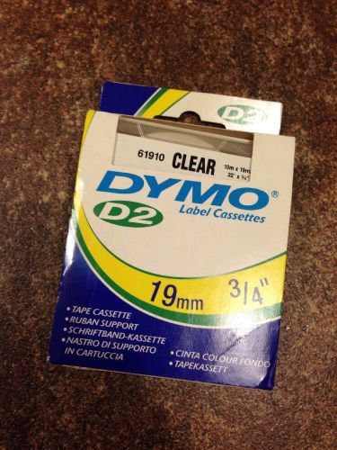 NEW Dymo D2 Label Cassettes Clear 19mm 3/4. 61910 Dymo 6000,9000,Pc10