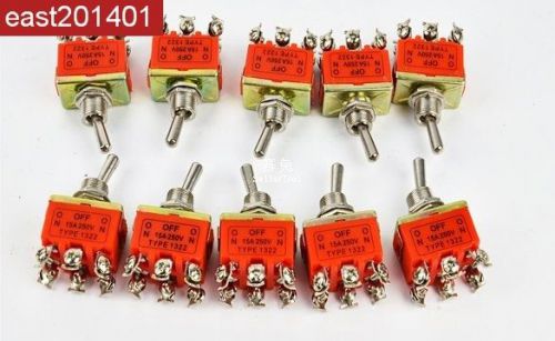 New 10pcs 6-Pin Toggle DPDT ON-OFF-ON Switch 15A 250V N7K