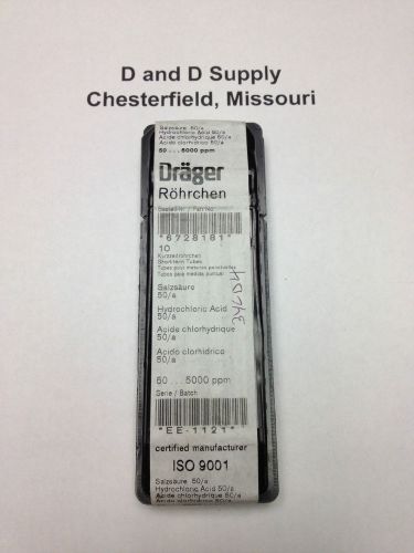 Draeger 6728181,  hydrochloric acid detector tube, pk 10, 3ycd4 for sale