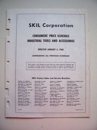1960 Skil Corp. Consumers&#039; Price Schedule for Industrial Tools and Accessories