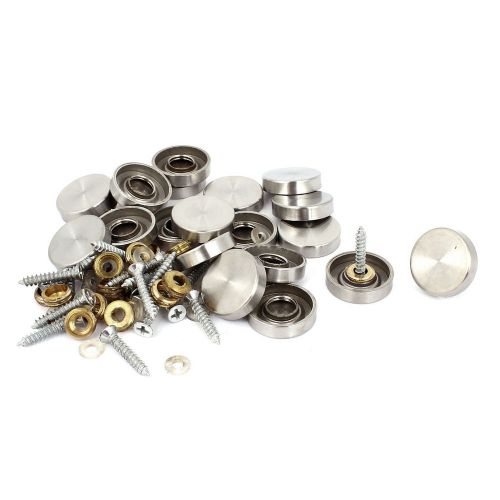 20 pcs silver tone 3mm thread round flat decorative caps screw nails for mirror for sale