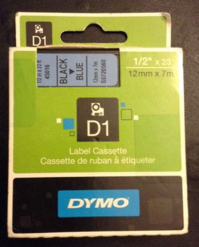 New Dymo D1 Print Black/Blue Tape- 1-2 X 23 45016