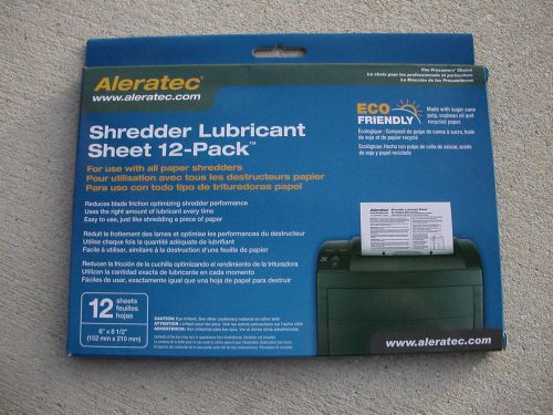 New Aleratec Shredder Lubricant Sheet 12 Pack ECO FRIENDLY