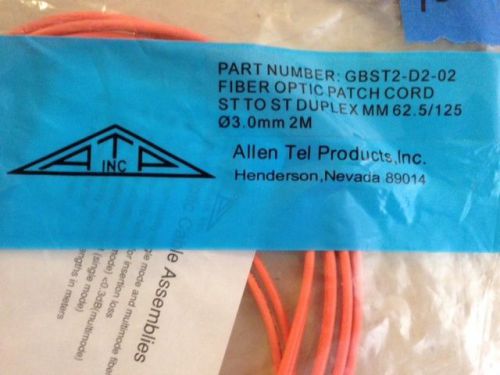 **NEW** Allen Tel GBST2-D2-02 Fiber Optic Cable Assembly Patch Cord,