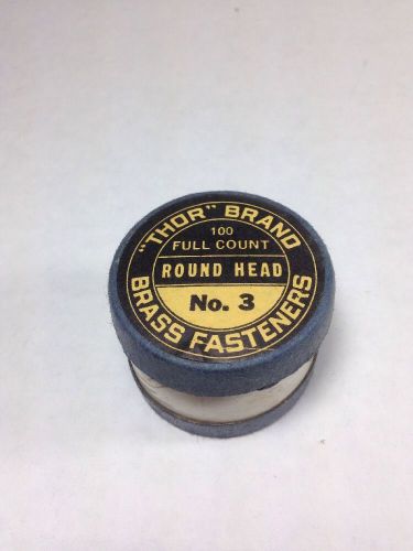 Vintage Thor Brand Round Head No. 4 Brass Fasteners in Container