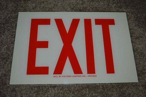BRAND NEW Western Lighting Industrial &#034;EXIT&#034; Sign REPLACEMENT Glass 8&#034; x 12&#034;