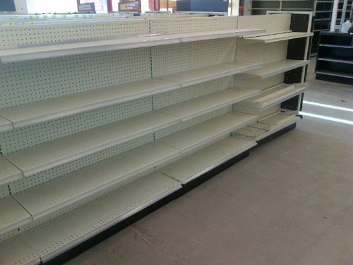 Gondola shelving lot auto parts store fixtures used metal shelves deal grocery for sale
