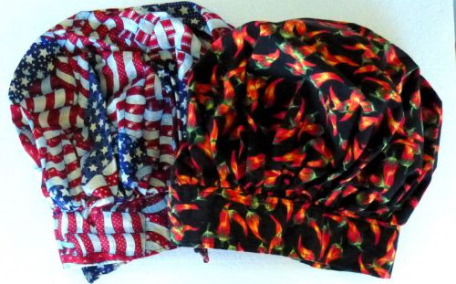 Chile Peppers &amp; American Flag Chef Hats Velcro Closure
