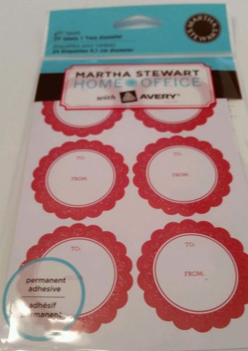 New MARTHA STEWART Home Office AVERY 24 RED FLUTED Circle GIFT LABELS Stickers
