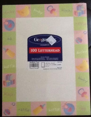 GEOGRAPHICS LETTERHEAD BABY TOYS 100 SHEETS 8 1/2&#039;&#039; X 11&#039;&#039;