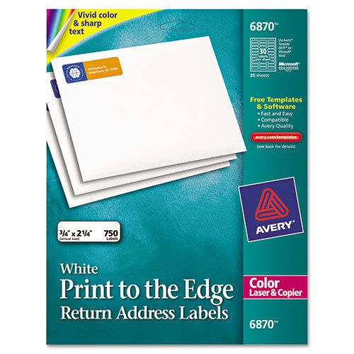 Avery Return Address Labels for Color Laser/Copier, 3/4x2-1/4 - 750/Pk -AVE6870