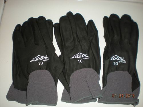 Magid ROC-10 GP110 Grey Nylon Blend Gloves Full Black Micro Foam Nitrile Coating