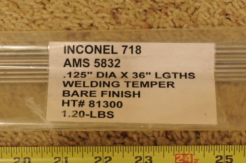 Inconel 718 welding wire, 0.125 x 36 inches, 1.2 pounds, AMS 5832, superalloy