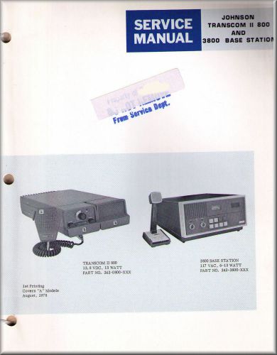 Johnson Service Manual TRANSCOM II 800 &amp; 3800 BASE STAT