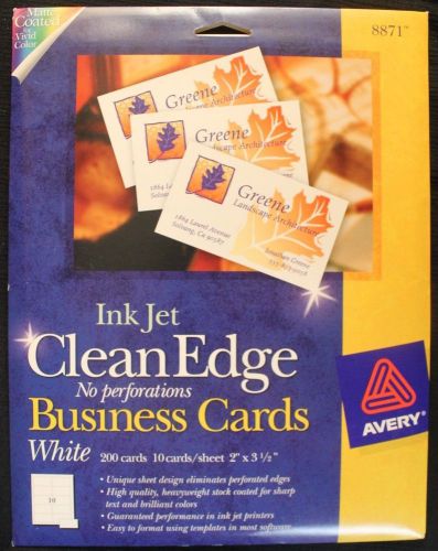 Avery 8871 Inkjet Business Cards One-Side 3-1/2&#034; x 2&#034; 150 Cards -See description