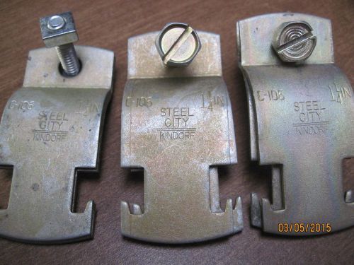 Lot 3 kindorf assorted  c-106 conduit clamp 1-1/4 in steel city for sale