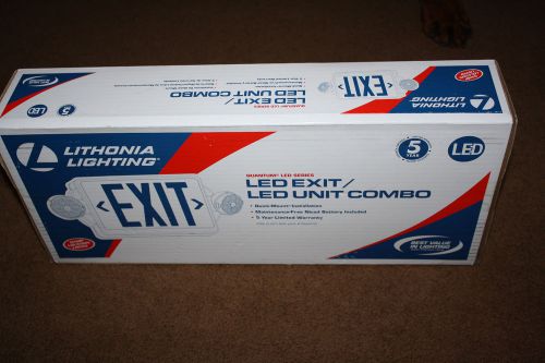 New lithonia lighting 2-light led white exit sign/emergency combo with led heads for sale