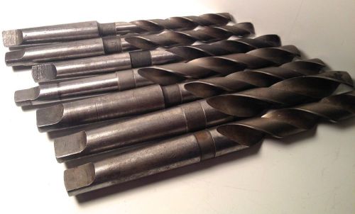 Lot of (7)  taper shank drill bits, the std. co., cle forge, w&amp;b for sale