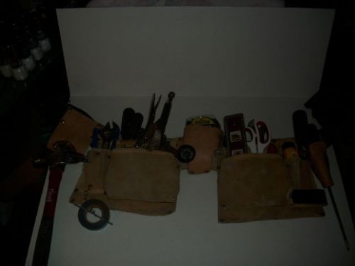 Klein tools &amp; southwire mixed tool lot of 25 tools, leather tool pouch &amp; belt for sale