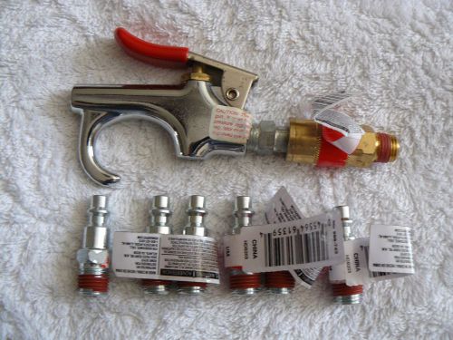 Pneumatic Air Gun w/ 1/4&#034; NPT Male Brass Coupler and 6 Industrial Plugs 8 Pieces