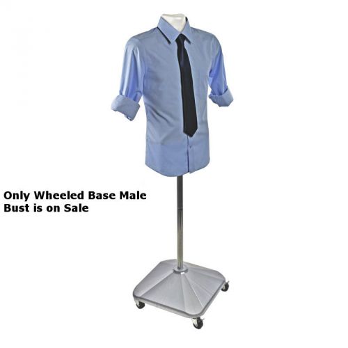 Retail White Plastic Male Bust on Wheeled Plastic Base 19&#034;W x 5&#034;D x 22.75&#034;H