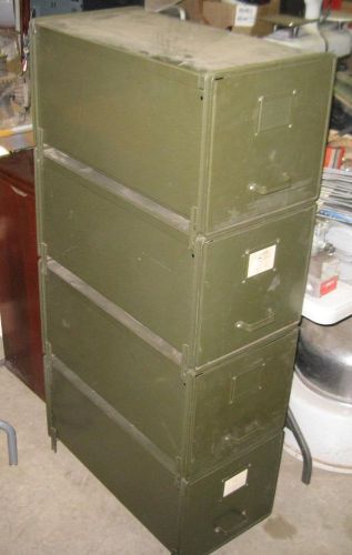 Stack of 4 Military TRANSFER FILE Stackable File Cabinet VGC 12 1/2&#034; x 25&#034; x 12&#034;