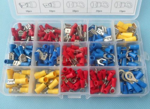 Wire Connector Assortment 15Value Insulated SPADE FORK RING Terminals KIT.245pcs