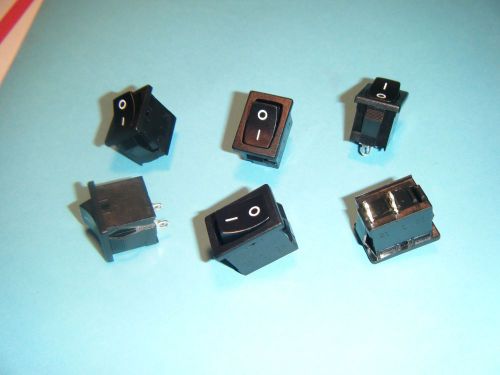 6 ROCKER ON/OFF SWITCHES UP TO 250V R19A  WIDE USE SMALL 2 TERM. $5.99 FREE SHIP