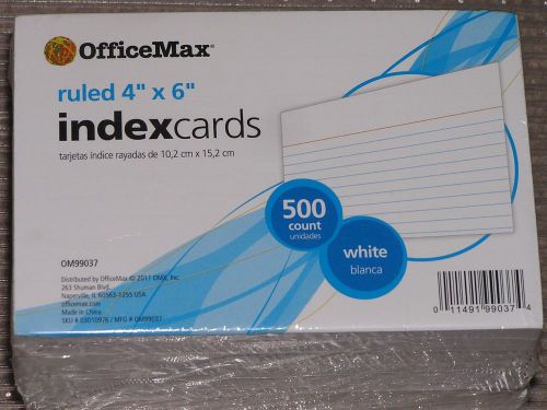 Office Max Brand 4 x 6 Ruled Index Cards 5/100 Card Packs  = Total 500