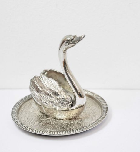 Lovely Vintage Silver Plate Ring Tree in the Shape of a Swan. Bird Collectible