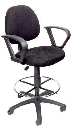 Boss Drafting Stool with Foot Ring And Loop Arms, Black