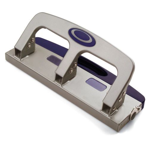 Officemate Deluxe Medium Duty 3-Hole Punch with Chip Drawer, Silver and Navy,...