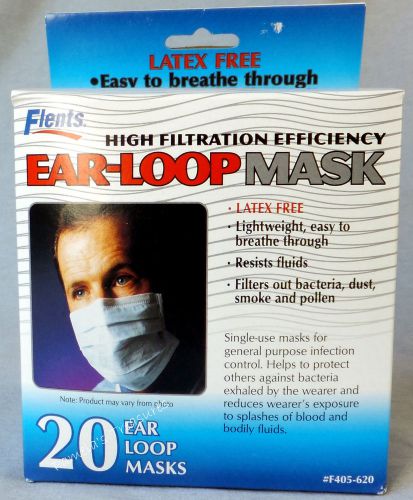 Flents High Filtration Ear-Loop Mask, unopened product, damaged box. 20 count
