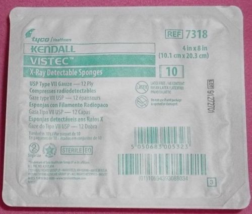 Kendall #7318 X-ray Detectable Sponges -USP Type VII Gauze-12 Ply-10ct.-4&#034;x8&#034;