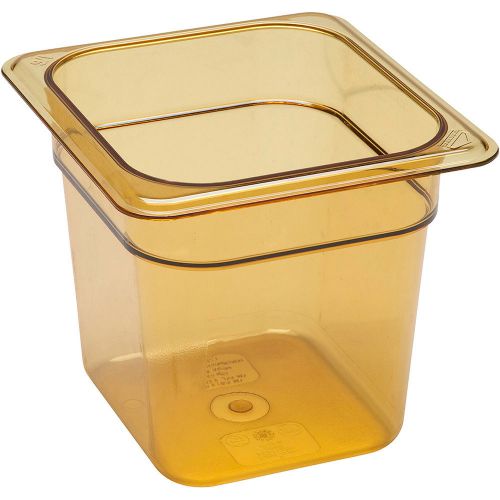 Cambro 1/6 gn high heat food pan, 6&#034; deep, 6pk amber 66hp-150 for sale