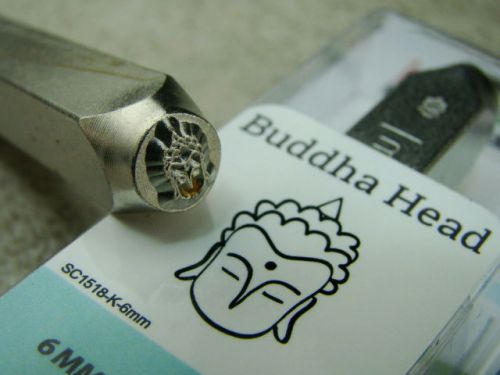 &#034;Buddha Head&#034; 1/4&#034;-6mm-Large Stamp-Metal-Hardened Steel-Gold &amp; Silver Bar