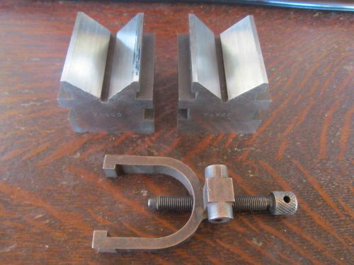 Vintage matched pair of precision v blocks &amp; clamp millwork grinding inspection for sale