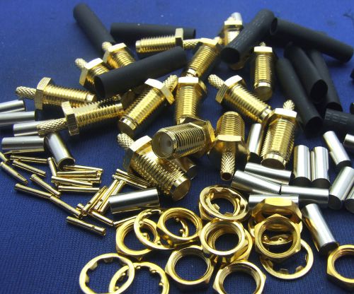 10 sets Gilded SMA female Coaxial crimp for RG174 RG316 Cable + 10 shrink tube