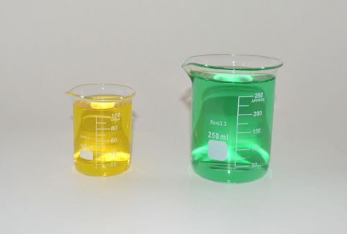 Beaker Set 250 100 mL Griffin Graduated Borosilicate Glass beakers Measuring New
