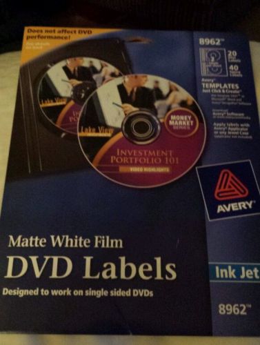 Avery 8962 DVD Inkjet Labels, 2 Labels per Sheet, 20 Labels/PK, Matte White