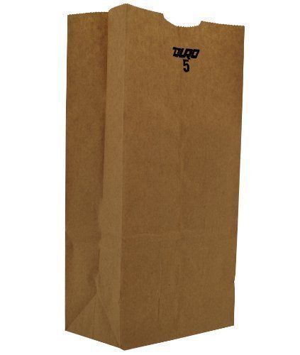 Duro 18405 Kraft Paper Flat-Bottom Grocery Bag, 5-lb, 5-1/4&#034; Length x 3-7/16&#034; Wi